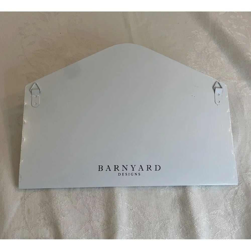 Barnyard Designs Enamel Metal Mail Holder Wall Mount White Black 12